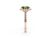 Oval Raised Halo Engagement Ring Setting for a Fancy Green Lab-Grown Diamond | Pave Band | Rose Gold