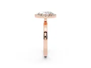 Oval Cut Diamond Halo Solitaire Ring Set in Rose gold with Pavé Band and Prong Setting