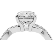 Princess Cut Diamond Twist Band Solitaire Set in Platinum with Pavé Accents and Prong Setting