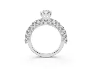 Marquise Cut Diamond Solitaire Ring Set in White gold with Shared Prong Pavé Band
