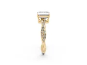 Asscher Cut Twisted Pavé Solitaire Engagement Ring Setting | Open Basket | Yellow Gold