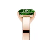 Fancy Green Radiant Cut Diamond Solitaire Engagement Ring Set in Rose gold with Prong Setting and Tapered Band