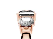 Princess Cut Three Stone Engagement Ring Setting for a Black Center | Round Side Stones | Rose Gold