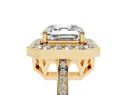 Asscher Cut Halo Engagement Ring Setting | Polished Halo Rim | Yellow Gold