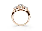 Marquise Three Stone Engagement Ring Setting | Tapered Pave Band | Rose Gold