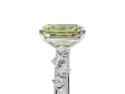 Emerald Cut Graduated Solitaire Engagement Ring Setting for a Fancy Yellow Lab-Grown Diamond | Platinum