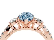 Marquise Three Stone Engagement Ring Setting for a Fancy Blue Lab-Grown Diamond | Rose Gold