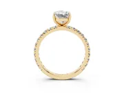 Radiant Cut Diamond Pavé Solitaire Ring Set in Yellow gold with Round Band and Prong Setting
