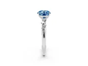 Fancy Blue Round Cut Diamond Cluster Solitaire Ring Set in Platinum with Prong Setting