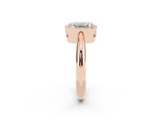 Emerald Cut Halo Engagement Ring Setting | Plain Tapered Band | Rose Gold