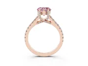 Heart-Shaped Hidden Halo Pave Engagement Ring Setting for a Fancy Pink Lab-Grown Diamond | Claw Prongs | Rose Gold