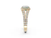 Princess Cut Halo Pavé Engagement Ring Setting for a Fancy Green Lab-Grown Diamond | Narrow Split Shank | Yellow Gold