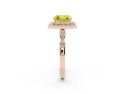Asscher Cut Halo Engagement Ring Setting for a Fancy Yellow Lab-Grown Diamond | Bezel Station Shoulders | Rose Gold