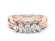 Five-Stone Marquise Diamond Split Shank Ring Set in Rose gold with Shared Prong Setting