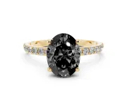 Oval Pave Solitaire Engagement Ring Setting | Yellow Gold