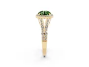 Round Halo Engagement Ring Setting for a Fancy Green Lab-Grown Diamond | Pave Split Shank | Yellow Gold