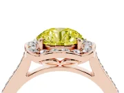 Round Halo Engagement Ring Setting for a Fancy Yellow Lab-Grown Diamond | Petal Tips | Rose Gold