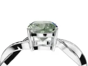 Cushion Cut Twisted Pavé Solitaire Engagement Ring Setting for a Fancy Green Lab-Grown Diamond | Open Basket | Platinum