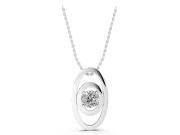 Round Lab-Grown Diamond Solitaire Pendant Necklace | Double Oval Frame | Sterling Silver