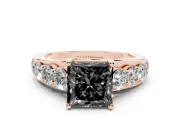 Princess Cut Engagement Ring Setting for a Black Center | Rose Gold