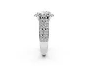 Oval Pavé Engagement Ring Setting | Wide Three-Row Band | Sterling Silver