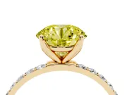 Round Pave Engagement Ring Setting for a Fancy Yellow Lab-Grown Diamond | Slim Band | Yellow Gold