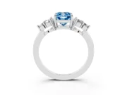 Fancy Blue Cushion Cut Diamond Solitaire Ring Set in Platinum with Cluster Accents on Each Side