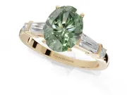 Oval Tapered Baguette Engagement Ring Setting for a Fancy Green Lab-Grown Diamond | Yellow Gold