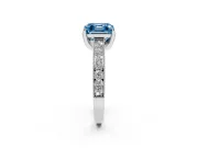 Asscher Cut Hidden Halo Engagement Ring Setting for a Fancy Blue Lab-Grown Diamond | Milgrain Pave | Platinum