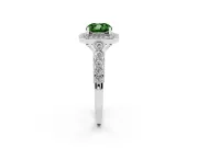 Cushion Cut Graduated Milgrain Halo Engagement Ring Setting for a Fancy Green Lab-Grown Diamond | Platinum