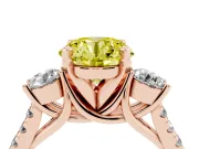 Round Three-Stone Engagement Ring Setting for a Fancy Yellow Lab-Grown Diamond | Rose Gold