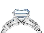 Asscher Cut Tapered Baguette Engagement Ring Setting for a Fancy Blue Lab-Grown Diamond | Platinum