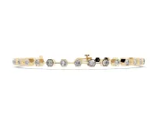 Round Lab-Grown Diamond Hexagon Frame Station Bracelet | Bar Links | Yellow Gold