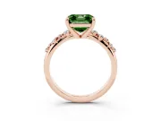 Asscher Cut Graduated Accent Engagement Ring Setting for a Fancy Green Lab-Grown Diamond | Rose Gold