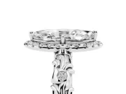 Marquise Filigree Leaf Halo Engagement Ring Setting | Bezel Leaf Accents | Sterling Silver