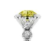 Round Floral Engagement Ring Setting for a Fancy Yellow Lab-Grown Diamond | Petal Frame | Platinum