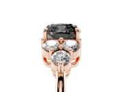 Cushion Cut Cluster Side Stone Engagement Ring Setting for a Black Center | Plain Band | Rose Gold