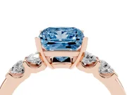 Princess Cut Five Stone Engagement Ring Setting for a Fancy Blue Lab-Grown Diamond | Rose Gold