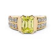 Emerald Cut Half Bezel Engagement Ring Setting for a Fancy Yellow Lab-Grown Diamond | Channel Band | Yellow Gold