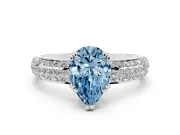 Pear-Shaped Three Row Pave Engagement Ring Setting for a Fancy Blue Lab-Grown Diamond | White Gold
