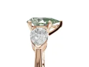 Pear-Shaped 3-Stone Engagement Ring Setting for a Fancy Green Lab-Grown Diamond | Rose Gold