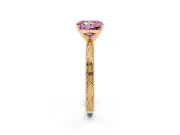 Radiant Cut Engraved Engagement Ring Setting for a Fancy Pink Lab-Grown Diamond | Yellow Gold
