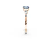 Cushion Cut Tapered Baguette Engagement Ring Setting for a Fancy Blue Lab-Grown Diamond | Rose Gold