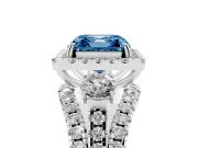Asscher Cut Halo Split Shank Engagement Ring Setting for a Fancy Blue Lab-Grown Diamond | Round Side Stones | White Gold