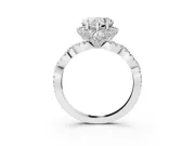 Heart-Shaped Milgrain Halo Engagement Ring Setting | Graduated Shoulders | Platinum