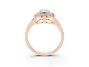 Emerald Cut Scalloped Cluster Halo Engagement Ring Setting | Plain Band | Rose Gold