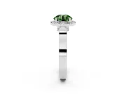 Round Pavé Halo Engagement Ring Setting for a Fancy Green Lab-Grown Diamond | White Gold