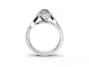 Marquise Halo Pavé Engagement Ring Setting for a Fancy Green Lab-Grown Diamond | Narrow Split Shank | White Gold