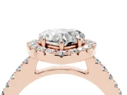 Heart Cut Diamond Halo Pavé Solitaire Ring Set in Rose gold with Prong-Set Center Stone