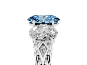 Oval Three Stone Engagement Ring Setting for a Fancy Blue Lab-Grown Diamond | Braided Band | Platinum